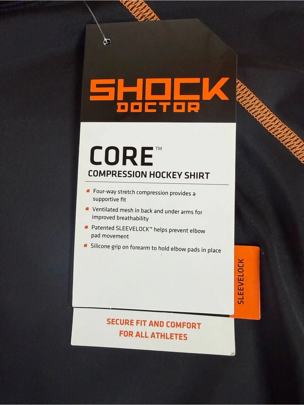 Shock Doctor Core Compression Hockey Shirt Men’s XL Black Orange Long Sleeve NWT